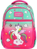 Waddell Lisanslı Fuşya Unicorn Desenli İlkokul Çantası Beslenme Çantası ve Kalemlik - 2