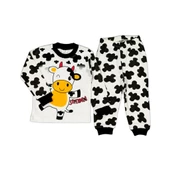 Beyaz İnek 1-2-3 Yaş Çocuk 2li Pamuklu Alt Üst Pijama Takım - 1