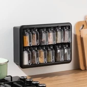 Porsima 1129 12li Etiketli Standlı Baharatlık Takımı Kendinden Yapışkanlı Kaşıklı Ve Kapaklı Baharatlık Seti thumbnail 2