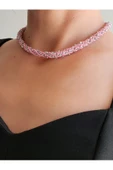 Etnik Bohem Sarmal Dönmeli Model Kristal Pembe Gümüş Taşlı Kristal Boncuk Kolye - 2