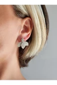 Kuş Çiçek Model Kristal Taşlı Küpe - 1