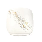 Bitki Tasarımı Beyaz Üzeri Gold Mermer Efektli Toprak Saksı Saksılık Salon Çiçeklik - 19 CM - 4