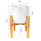 Bitki Tasarımı Beyaz Üzeri Gold Mermer Efektli Toprak Saksı Saksılık Salon Çiçeklik 4 Ayaklı - 19 CM thumbnail 2