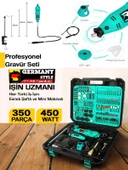 Germany Style 350 Parça Çift Makineli Devir Ayarlı 450 Watt Esnek Gravür Makinesi Şaftlı thumbnail 2