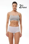 Malabadi 1053 2'Li Paket Kadın Modal Geniş Kenarlı İz Yapmayan Slip & Külot thumbnail 11