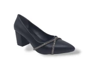 Zerhan 59 Kadın Siyah Taşlı Kalın Topuklu Ayakkabı thumbnail 2