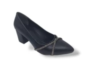 Zerhan 59 Kadın Siyah Taşlı Kalın Topuklu Ayakkabı thumbnail 4