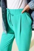 Pens Detaylı Dar Paça Pantolon Su Yeşili - 4