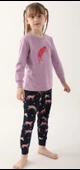 Party Cat Lila Kız Çocuk Uzun Kol Pijama Takım - 1