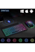 Mini RGB Klavye Ve Mouse Set Tablet Telefon Laptop Uyumlu Bluetooth Destekli Uzun Şarj Süreli - 2