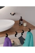 Risingmaber Siyah Metal Yapışkanlı 4lü Askılık, Yapışkanlı Kanca, Mutfak Banyo Havluluk ve Organizer MT108S - 5