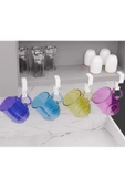 Risingmaber Beyaz Metal Yapışkanlı 4lü Askılık, Yapışkanlı Kanca, Mutfak Banyo Havluluk ve Organizer MT108B - 4