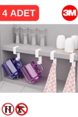 Risingmaber Beyaz Metal Yapışkanlı 4lü Askılık, Yapışkanlı Kanca, Mutfak Banyo Havluluk ve Organizer MT108B - 1