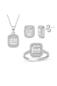 Taşlı Modern Baget Altın Set - 1