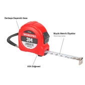 WORKPRO WP261002 3Mx16mm Beyaz Çelik Şerit Metre thumbnail 3