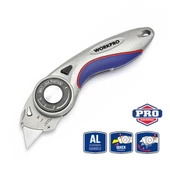 WORKPRO WP211013 Ağır Hizmet Alüminyum Gövde Açı Ayarlı Katlanır Rötuş Maket Bıçağı + 5 Adet Yedek Bıçak thumbnail 1