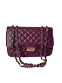 Zarif ve Trendy Gold Altın Renkli Zincirli Baklava Desenli Askılı Çanta - 4