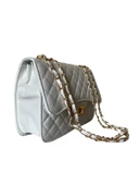 Zarif ve Trendy Gold Altın Renkli Zincirli Baklava Desenli Askılı Çanta - 8