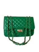 Zarif ve Trendy Gold Altın Renkli Zincirli Baklava Desenli Askılı Çanta - 5