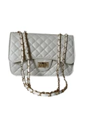 Zarif ve Trendy Gold Altın Renkli Zincirli Baklava Desenli Askılı Çanta - 3