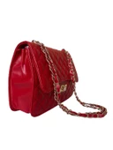 Zarif ve Trendy Gold Altın Renkli Zincirli Baklava Desenli Askılı Çanta - 12