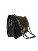 Zarif ve Trendy Gold Altın Renkli Zincirli Baklava Desenli Askılı Çanta - 7