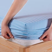 Pamuklu Çizgili Saten Tek Kişilik Lastikli Çarşaf Seti 100x200cm30 Cm 1 Adet Yastık Kılıfı 50x70 Açı - 3