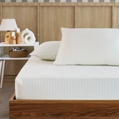Pamuklu Çizgili Saten Tek Kişilik Lastikli Çarşaf Seti 100x200cm30 Cm 1 Adet Yastık Kılıfı 50x70 Kre - 2