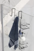 Karen Banyo 2 Katlı Duşakabin Şampuanlık Düzenleyici Raf Siyah SB562-B - 3