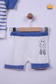 Babyhola %100 Pamuk Erkek Bebek Çizgili Şortlu Takım 116146 - 5