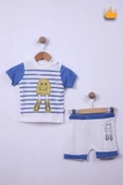 Babyhola %100 Pamuk Erkek Bebek Çizgili Şortlu Takım 116146 - 1