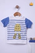Babyhola %100 Pamuk Erkek Bebek Çizgili Şortlu Takım 116146 - 2