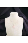 Pembe Kuvars Kalp Çelik Zincirli Kolye - 2