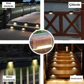 BUFFER® Solar Güneş Enerjili Şarj Edilen Köşebent Merdiven Veranda Bahçe Yolu Led Lamba Işık 4 Adet - 9