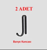 Karen Banyo Duş Askı Rafı Aparatı Siyah 2'lü 2 adet Kanca STY001 - 1
