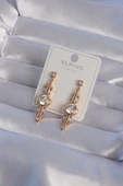 Marydien XUPİNG Rose Renk Zirkon Taşlı Geometrik Sallantılı Küpe - 1