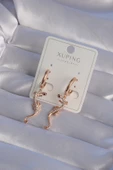 Marydien XUPİNG Rose Renk Zirkon Taşlı Kertenkele Model Halka Küpe - 1