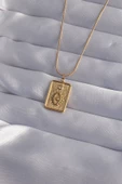 Marydien 316L Çelik Zincir Gold Renk Zirkon Taşlı Göz Figür Tarot Kolye - 1