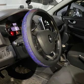 Taşlı Direksiyon Kılıfı Swaroski Diamond Parlak Mavi Geçme Direksiyon Kılıfı 38 cm Çaplı - 2