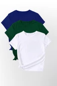 3lü  Yazlık ince Geniş Kalıp Renkli Tshirt - 1