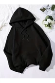 Unisex 2 İplik Şardonlu Kışlık Siyah Eşofman Takım Alt-Üst - 2