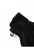 Siyah Peluş Wellsoft Dik Yaka Cepleri Fermuarlı Oversize Kesim Peluş Ceket - 7