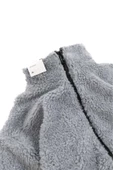 Kül Rengi Peluş Wellsoft Dik Yaka Cepleri Fermuarlı Oversize Kesim Peluş Ceket - 4