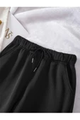Unisex 2 Iplik Şardonlu Kışlık Siyah Sweat - Siyah Eşofman Takım Alt-üst - 3