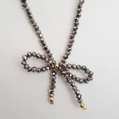 KL-KRİSTAL GRİ BONCUK FİYONK KOLYE - 1