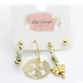 KL-DÖRTLÜ KOMBİN KELEBEK DETAY GOLD RENK KÜPE - 1