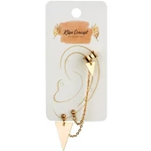 KL- OBJE VE ZİNCİR EAR CUFF ÜÇGEN DETAY GOLD RENK KÜPE - 1