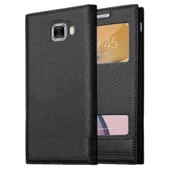 Samsung Galaxy C7 Uyumlu Pencereli Kapaklı Magnum Kılıf thumbnail 1