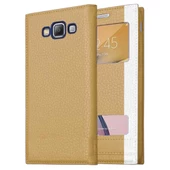 Samsung Galaxy E5 Uyumlu Pencereli Kapaklı Magnum Kılıf thumbnail 5