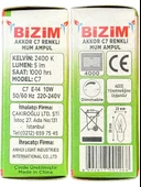 Bizim 10W Yeşil Işık E14 Duylu Dim Edilebilir Mum Ampul (5 Adet) - 4